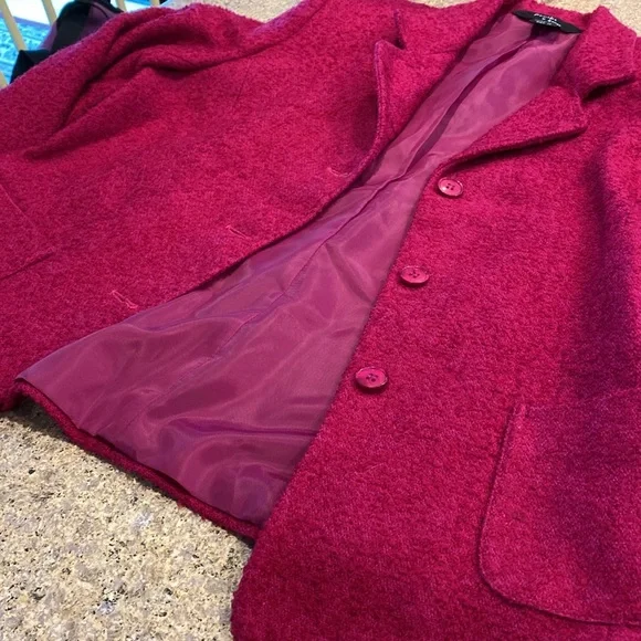 Jennifer & Grace Fuchsia Raspberry Pink Wool Blend Blazer 10 Lined - Picture 11 of 17